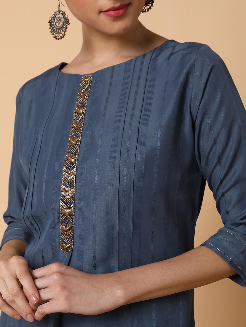 women three quarter sleeve straight kurta - 21463690 - Standard Image - 6