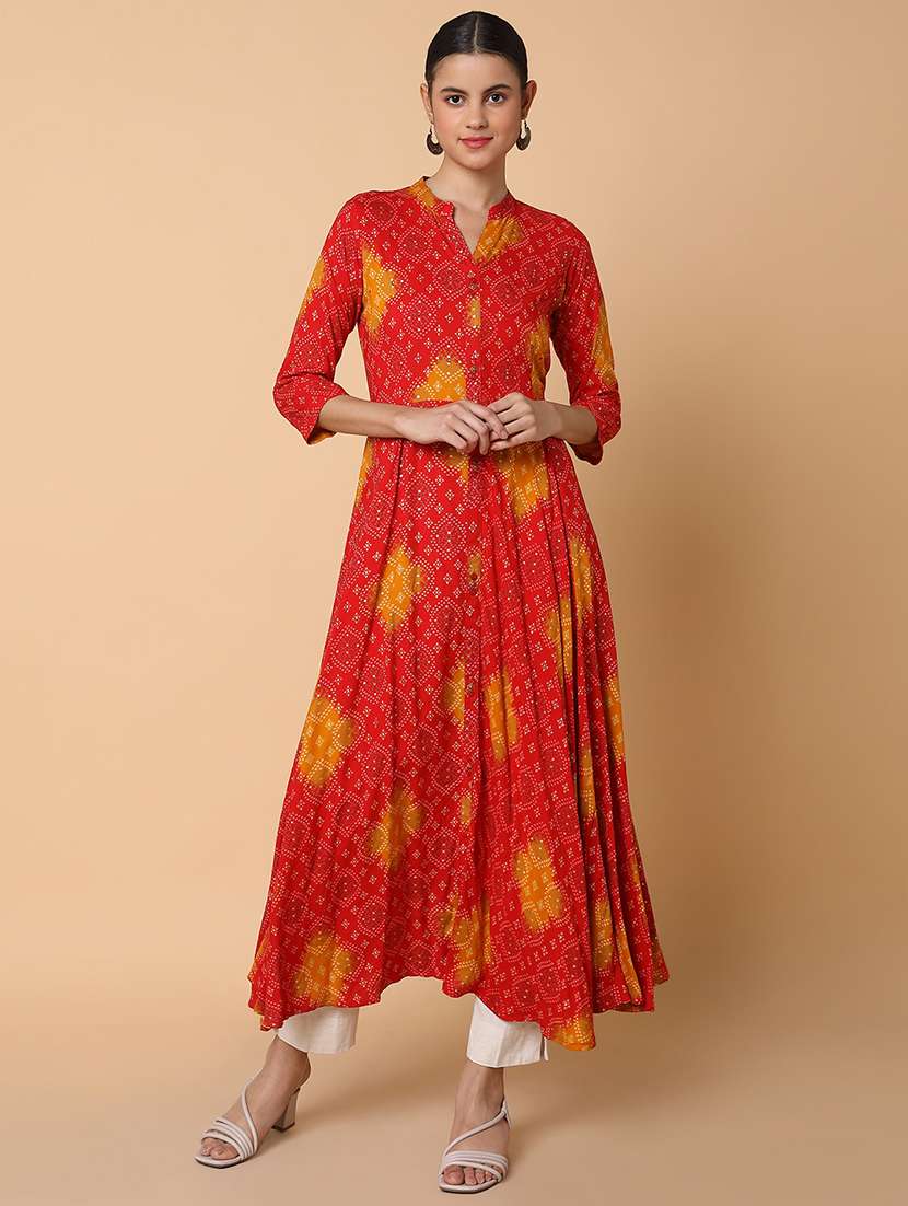 women three quarter sleeve anarkali kurta