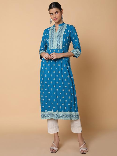 women three quarter sleeve a-line kurta - 21463694 - Standard Image - 0