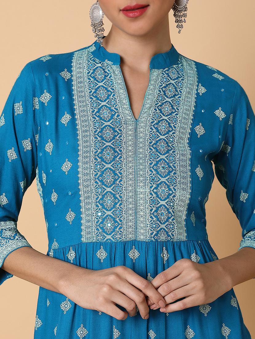 women three quarter sleeve a-line kurta - 21463694 - Standard Image - 6