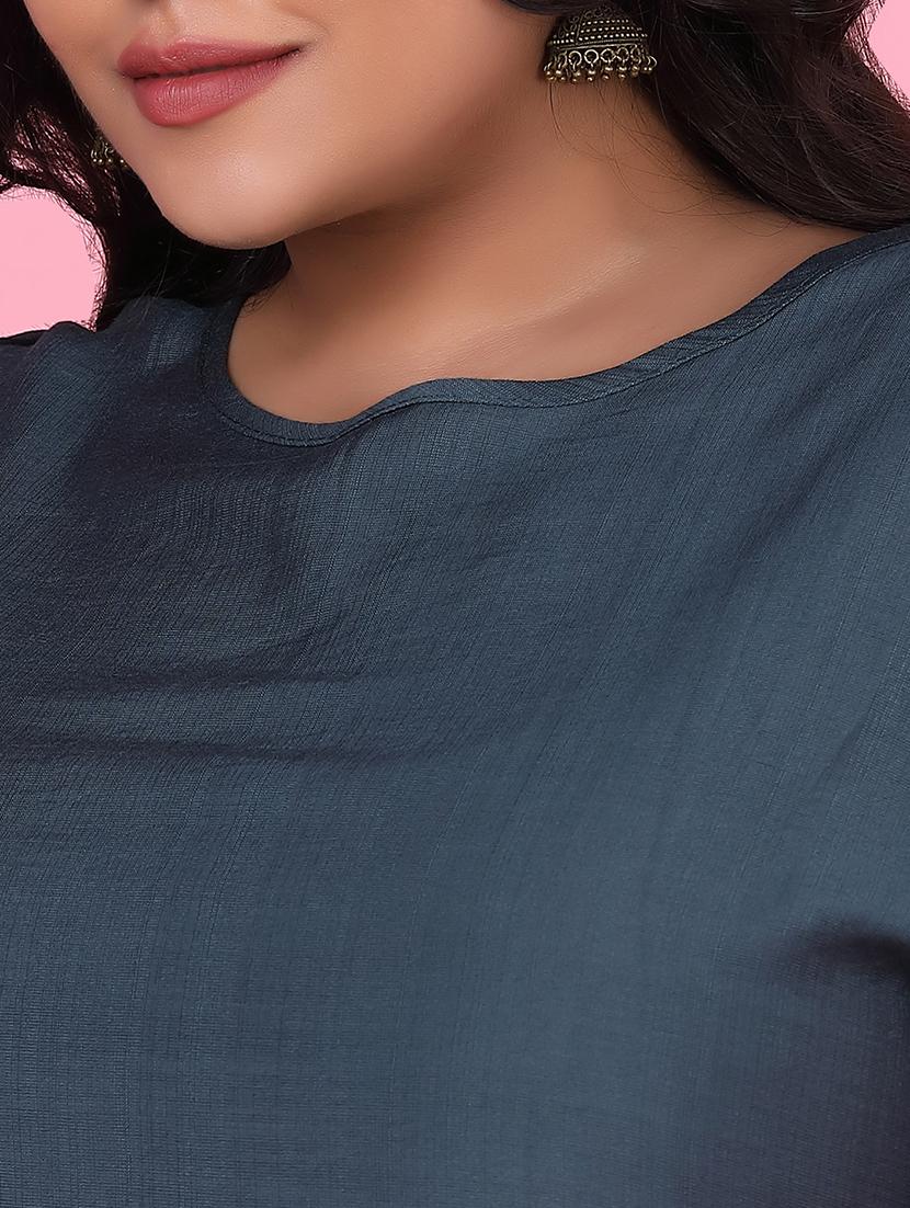 women three quarter sleeve straight kurta - 21463695 - Standard Image - 6