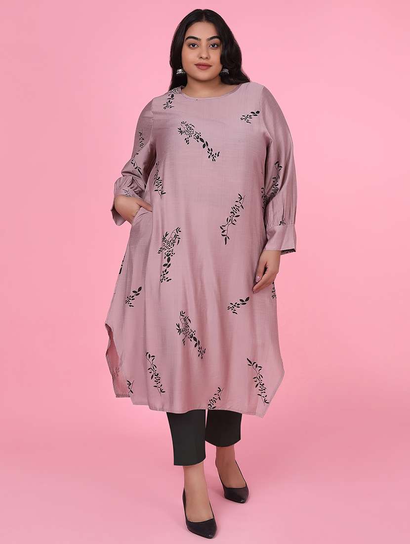 women three quarter sleeve a-line kurta - 21463698 -  Standard Image - 1