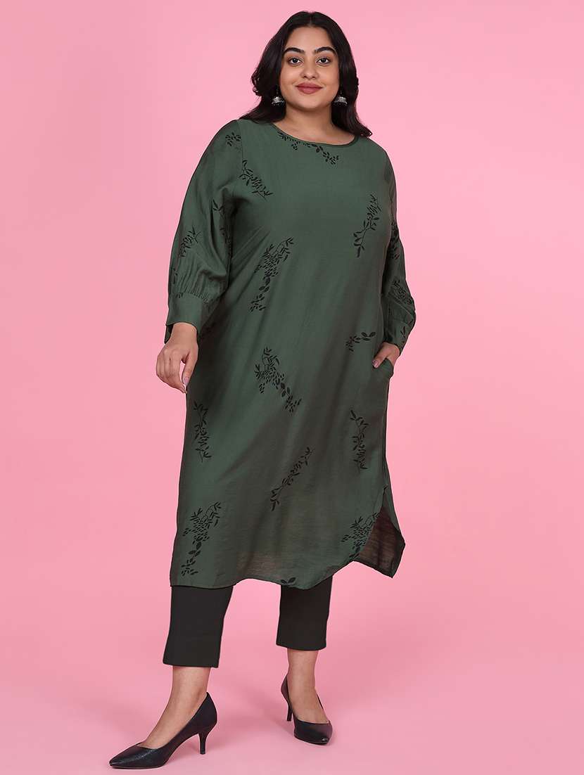 women three quarter sleeve a-line kurta - 21463699 -  Standard Image - 1