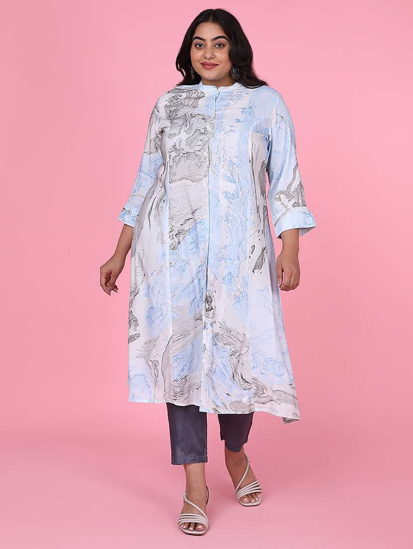 women three quarter sleeve straight kurta - 21463700 -  Standard Image - 1