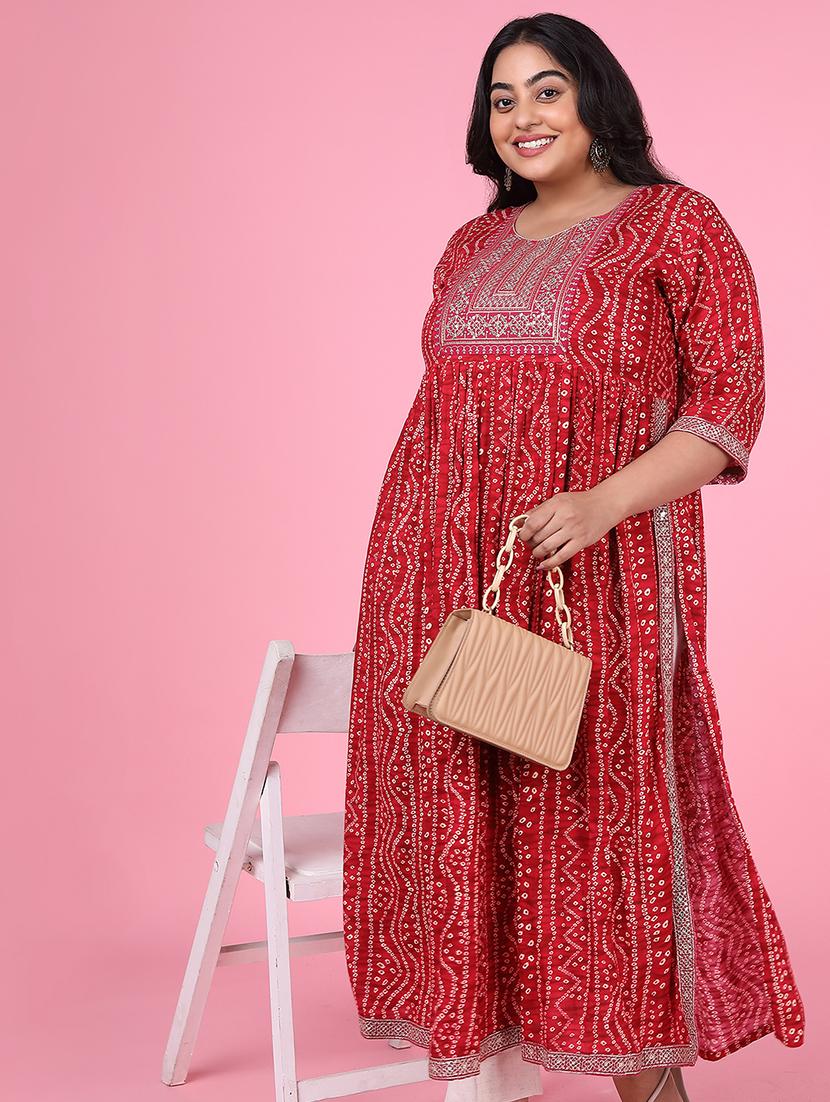 women three quarter sleeve a-line kurta - 21463701 - Standard Image - 4