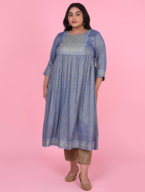 women three quarter sleeve a-line kurta - 21463702 -  Standard Image - 0