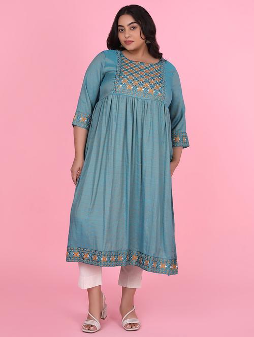 women three quarter sleeve a-line kurta - 21463705 -  Standard Image - 0