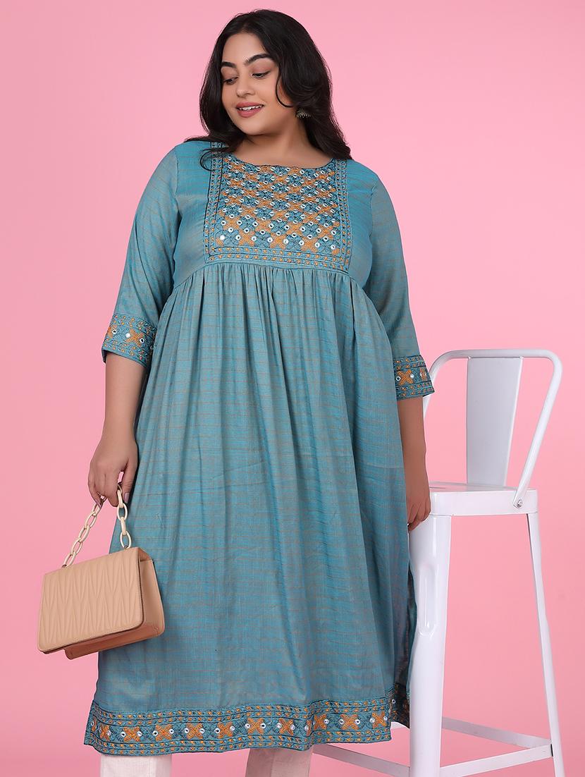 women three quarter sleeve a-line kurta - 21463705 - Standard Image - 4