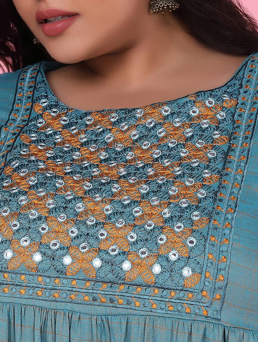 women three quarter sleeve a-line kurta - 21463705 - Standard Image - 6