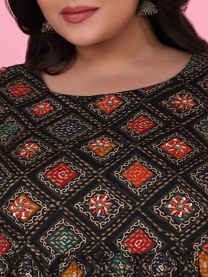 women three quarter sleeve a-line kurta - 21463706 - Standard Image - 6