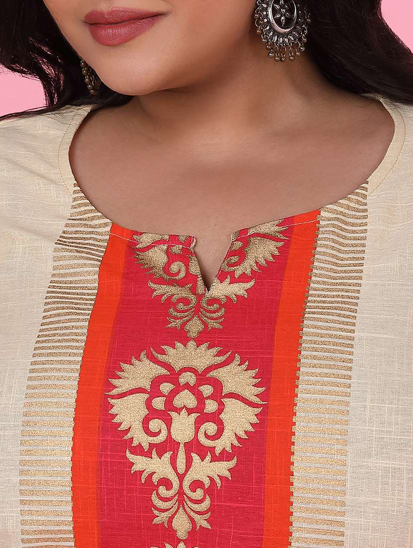 women three quarter sleeve straight kurta - 21463709 -  Standard Image - 6