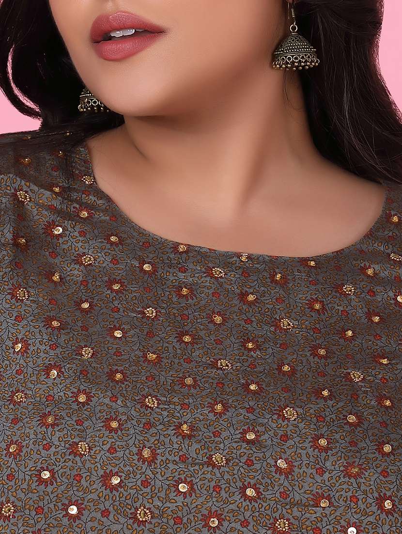 women three quarter sleeve straight kurta - 21463710 -  Standard Image - 6