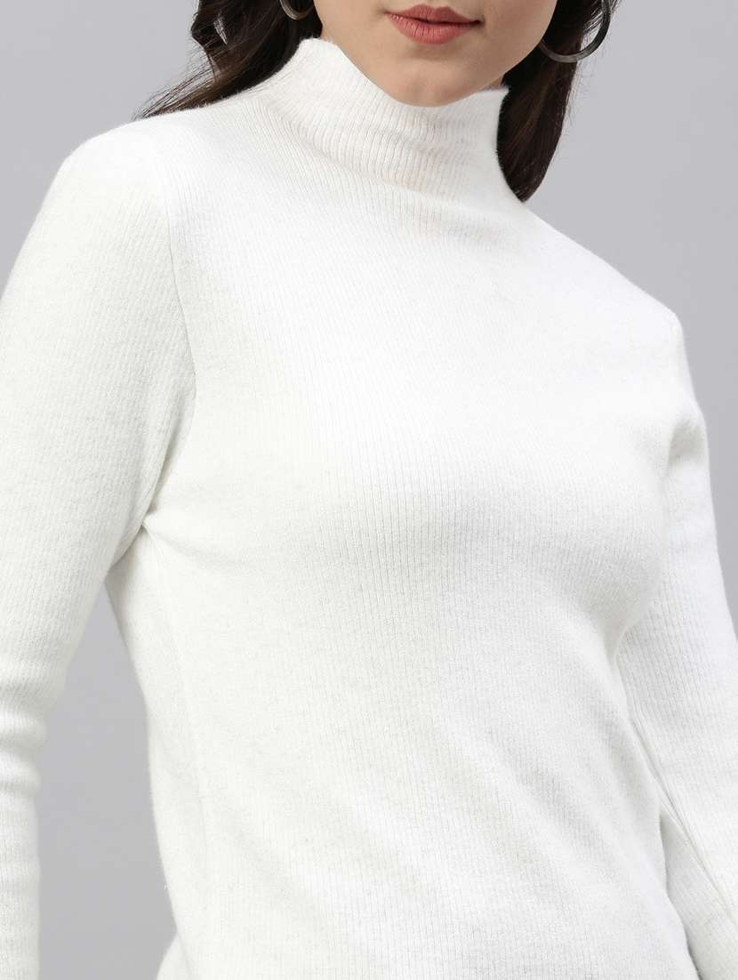 women solid long sleeves high neck pullover - 21463712 -  Standard Image - 6