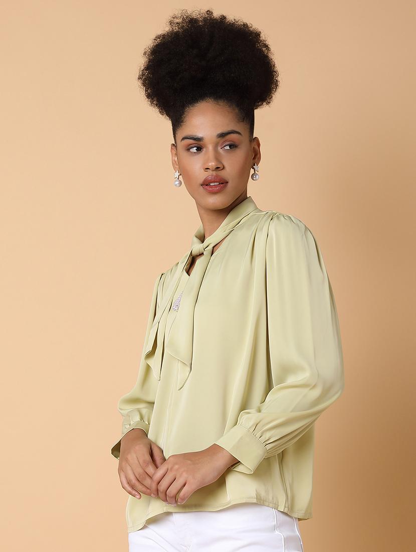 women solid puff sleeves top - 21463718 -  Standard Image - 1