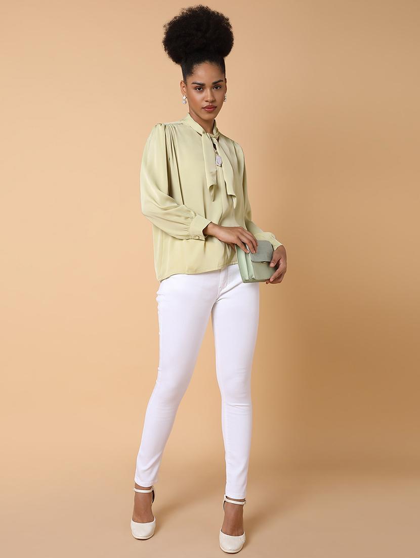 women solid puff sleeves top - 21463718 - Standard Image - 4