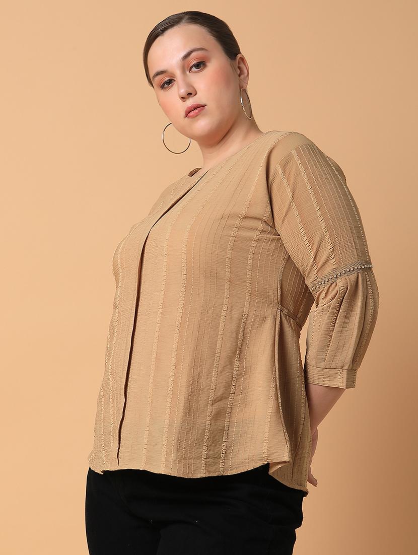 women plus size self designed regular fit top - 21463730 - Standard Image - 1
