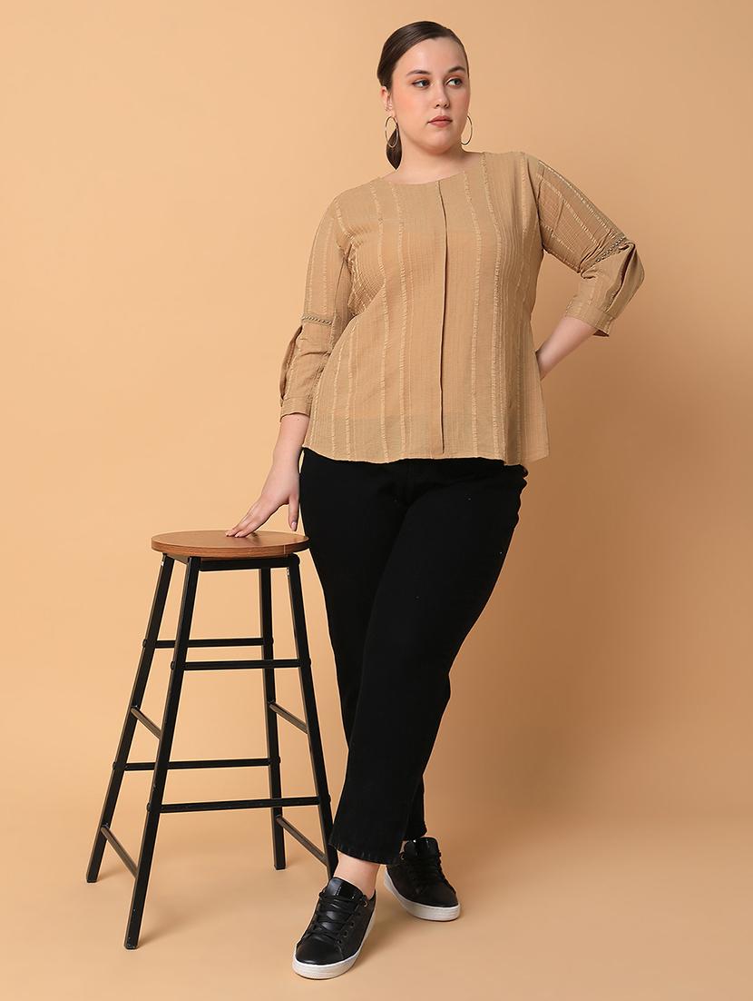 women plus size self designed regular fit top - 21463730 - Standard Image - 4