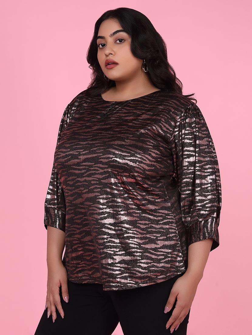 women plus size printed regular fit top - 21463735 - Standard Image - 1
