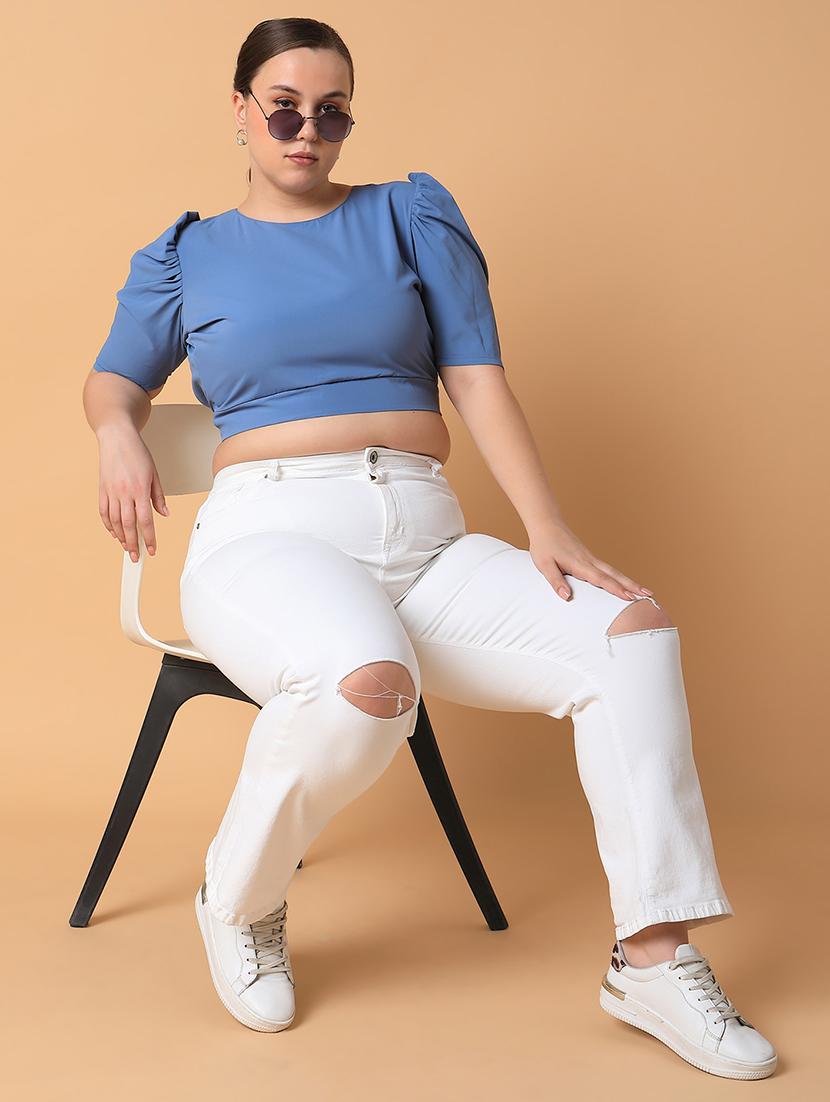women plus size solid backless regular fit top - 21463771 - Standard Image - 4