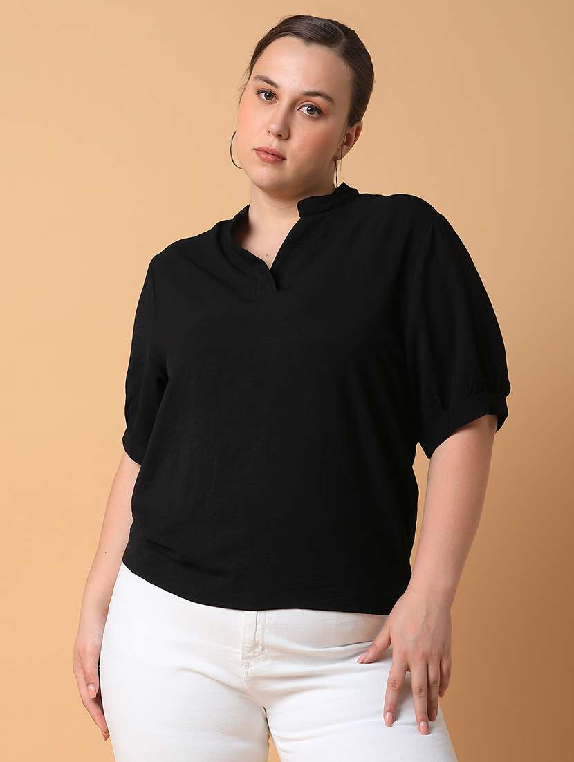 women plus size solid regular fit top - 21463772 -  Zoom Image - 0