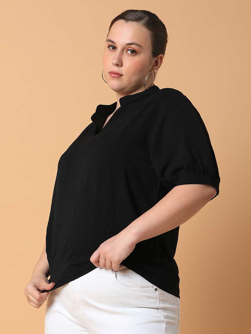 women plus size solid regular fit top - 21463772 -  Standard Image - 1