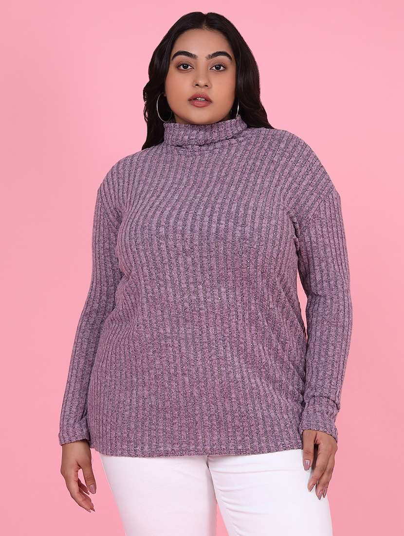 women solid long sleeves plus size pullover
