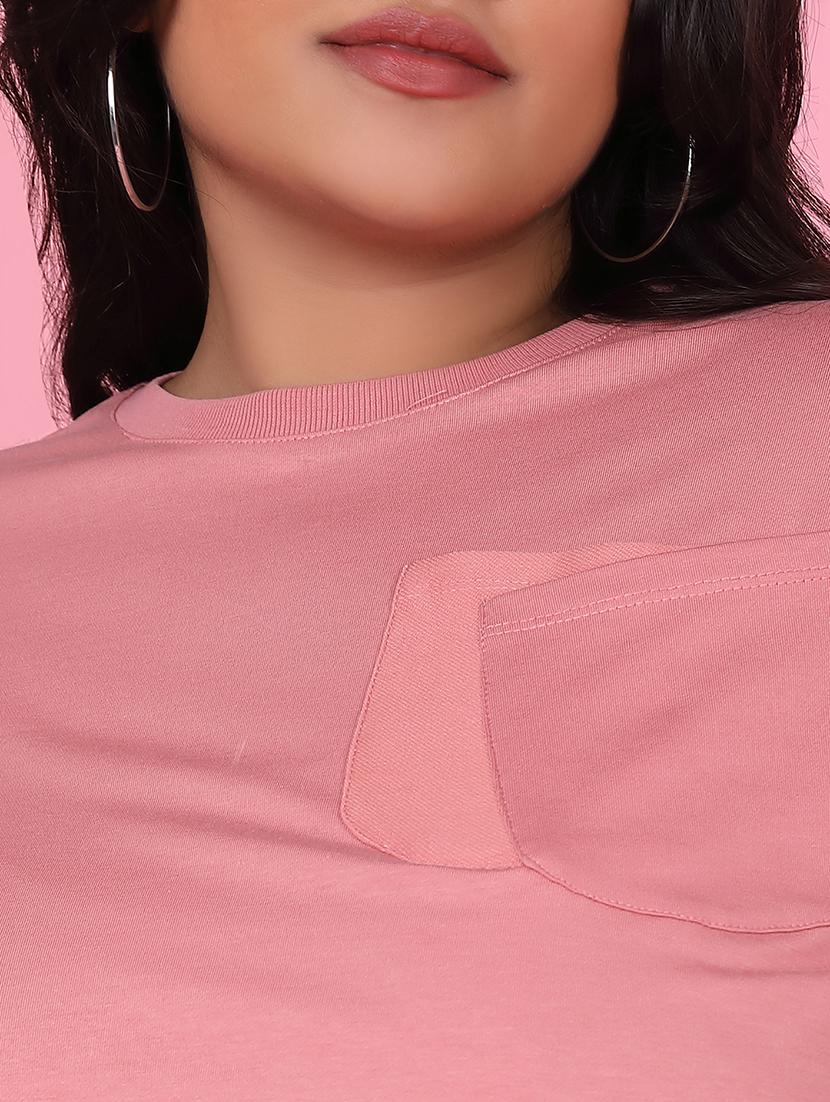 women pink cotton plus size top - 21463790 - Standard Image - 6