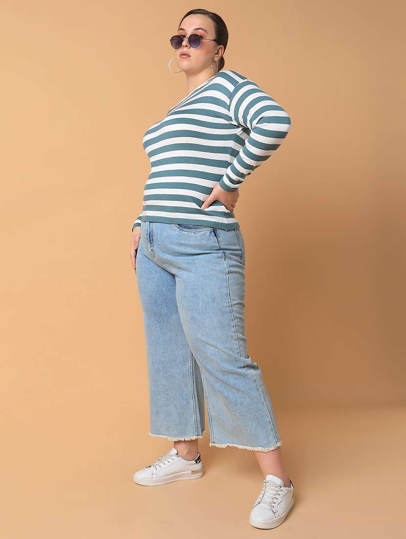women teal acrylic plus size top - 21463798 - Standard Image - 4