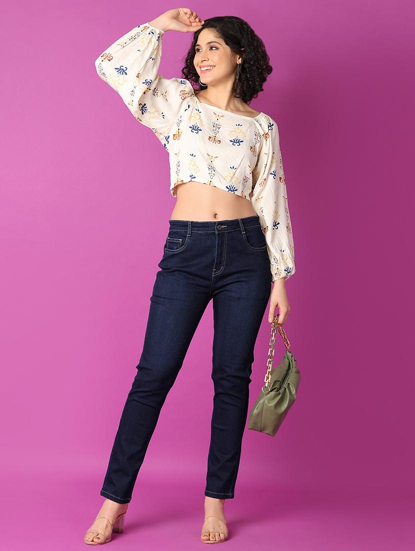 off white printed crop top - 21464708 - Standard Image - 4