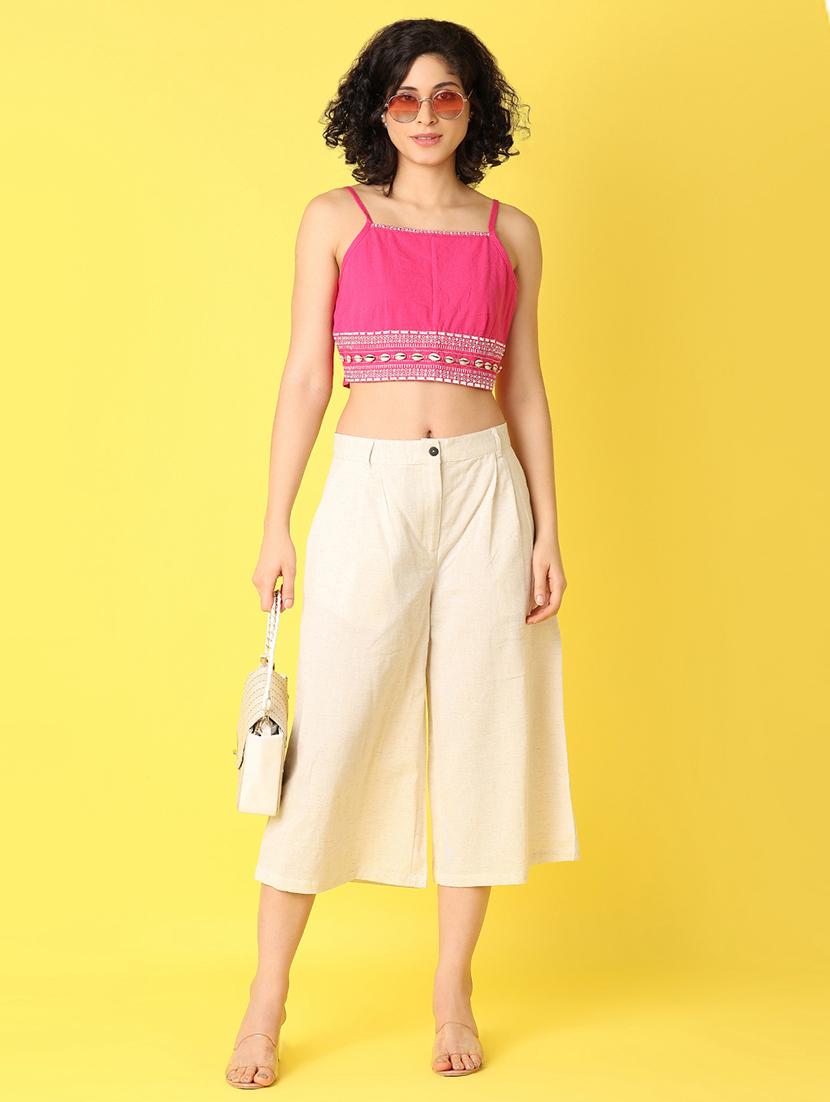 blue printed crop top - 21464711 - Standard Image - 4