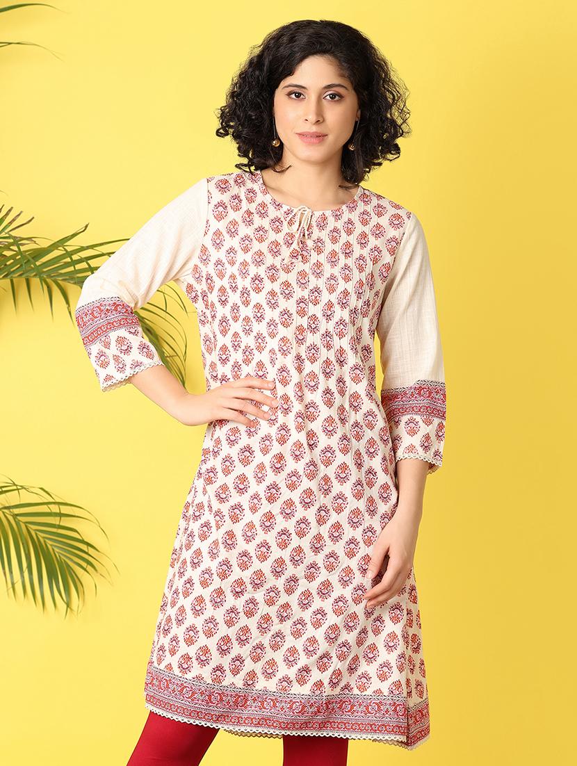 women pink printed a-line kurta - 21464725 - Zoom Image - 0