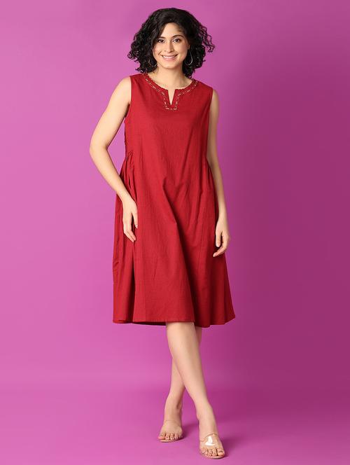 women red cotton flared kurta - 21464728 -  Standard Image - 0