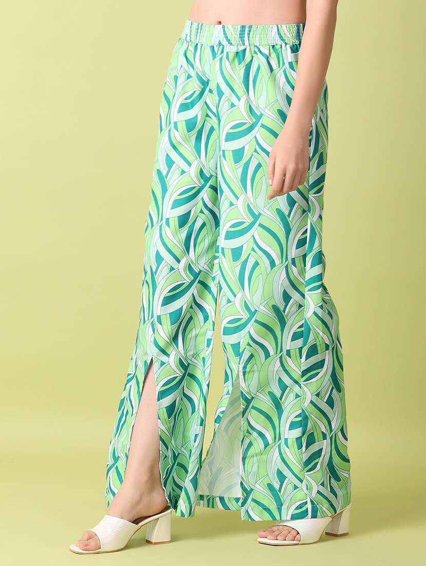 women mid-rise printed wide leg trouser - 21464751 -  Standard Image - 1