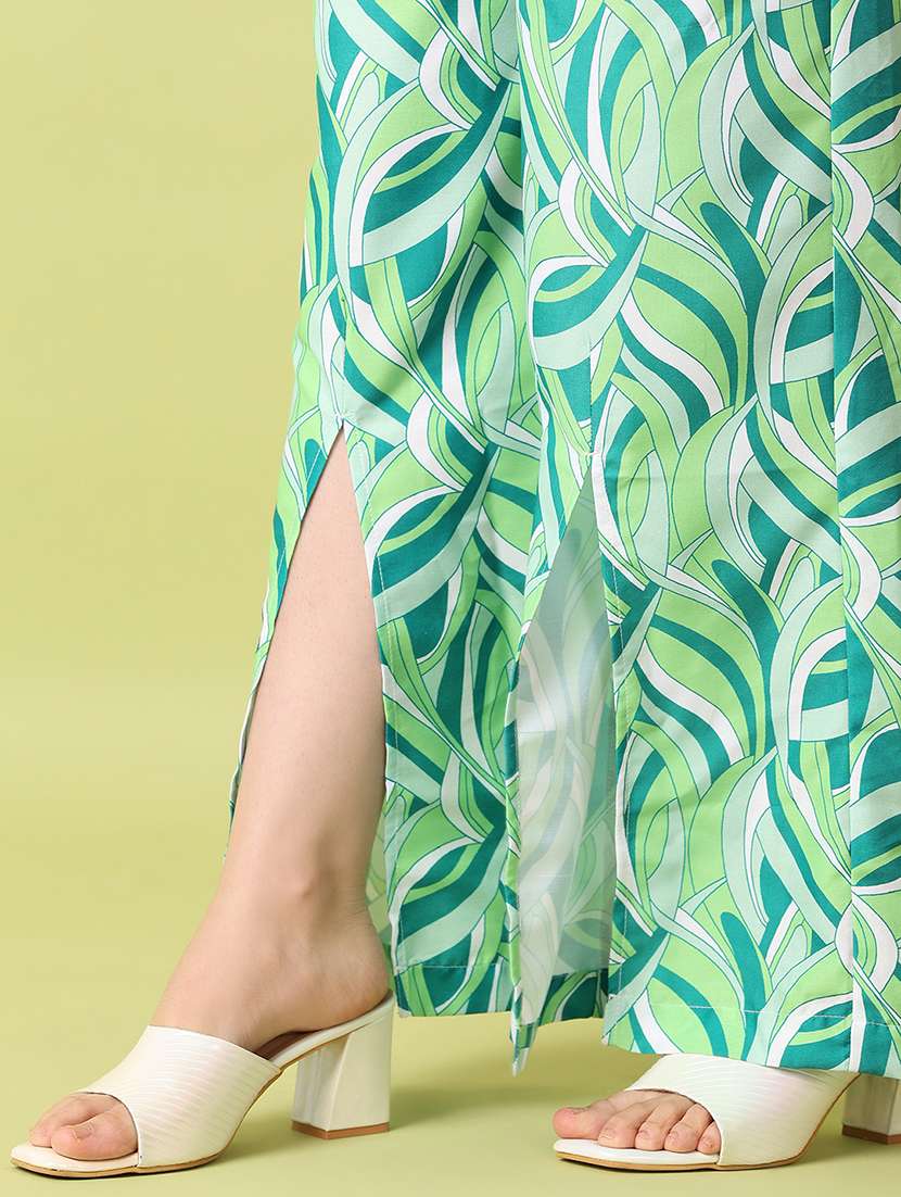 women mid-rise printed wide leg trouser - 21464751 -  Standard Image - 4