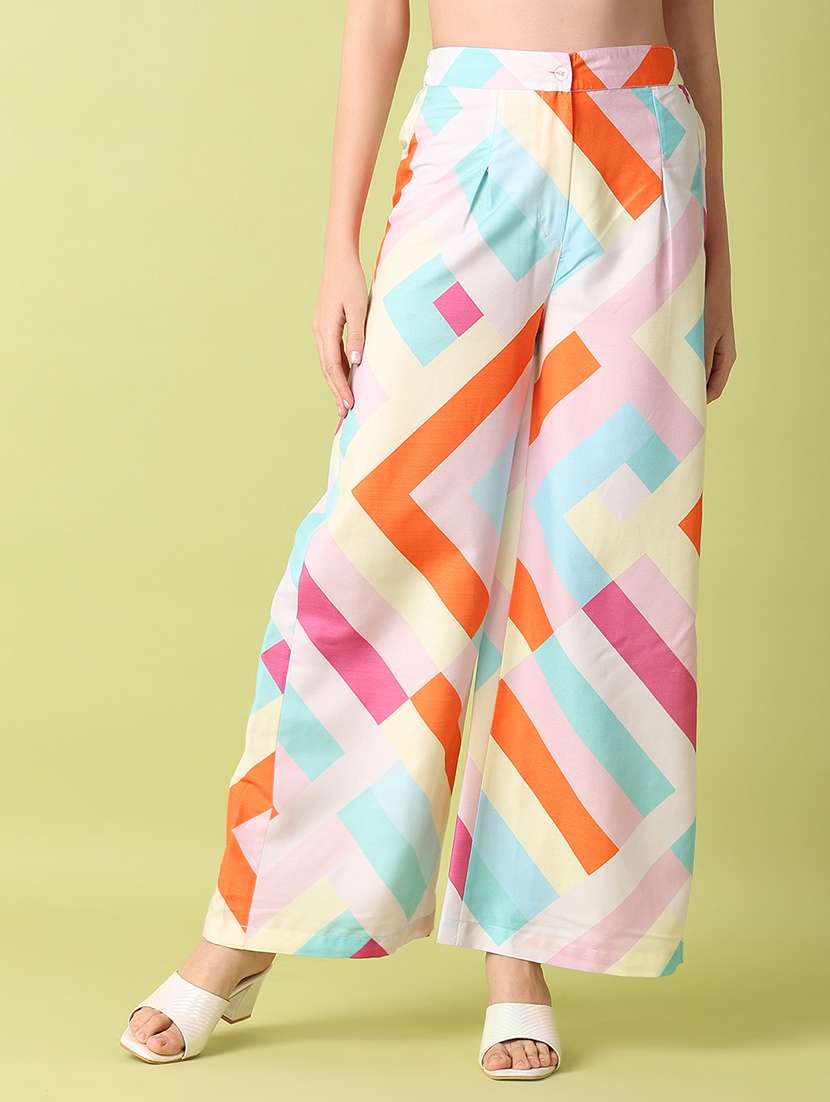 women mid-rise printed wide leg trouser - 21464752 -  Standard Image - 1