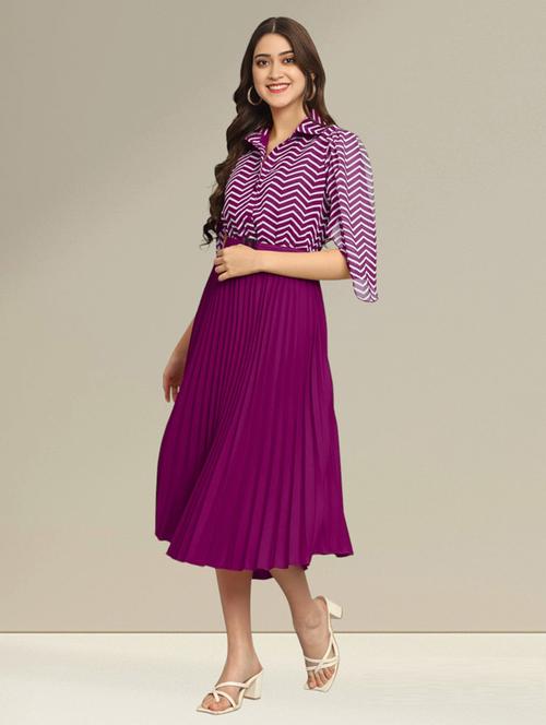 women purple polyester fit & flare dress - 21465397 -  Standard Image - 0