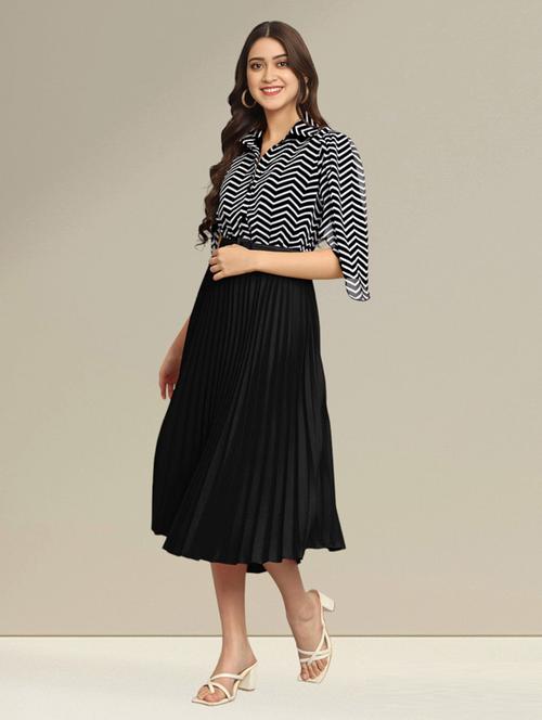 women black polyester fit & flare dress - 21465419 - Standard Image - 0