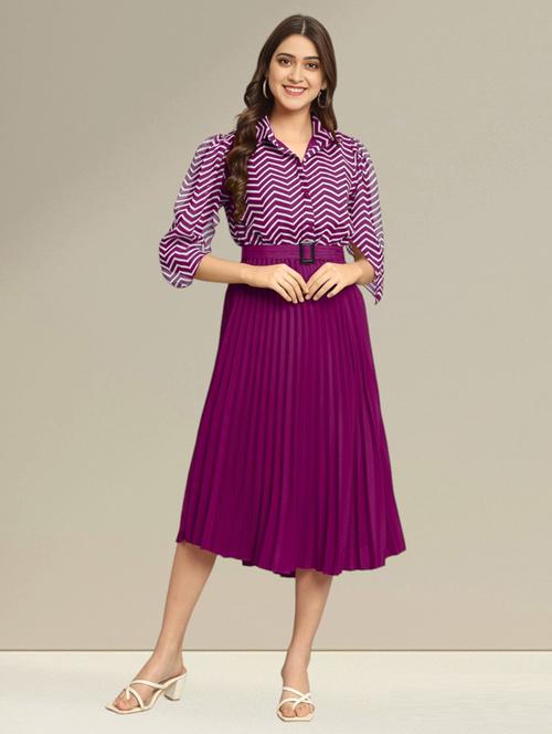 women purple polyester fit & flare dress - 21465421 -  Standard Image - 0