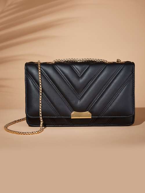 black leatherette (pu) sling bag - 21465501 -  Standard Image - 0