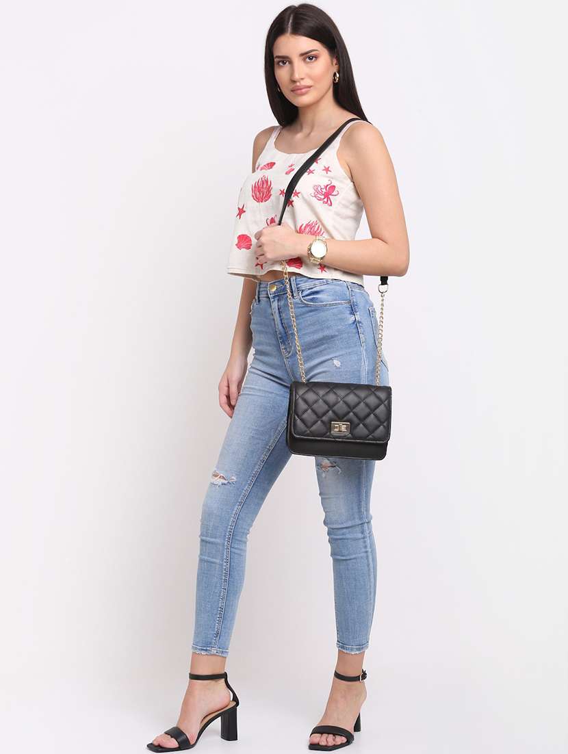 black leatherette (pu) sling bag - 21465503 -  Standard Image - 4
