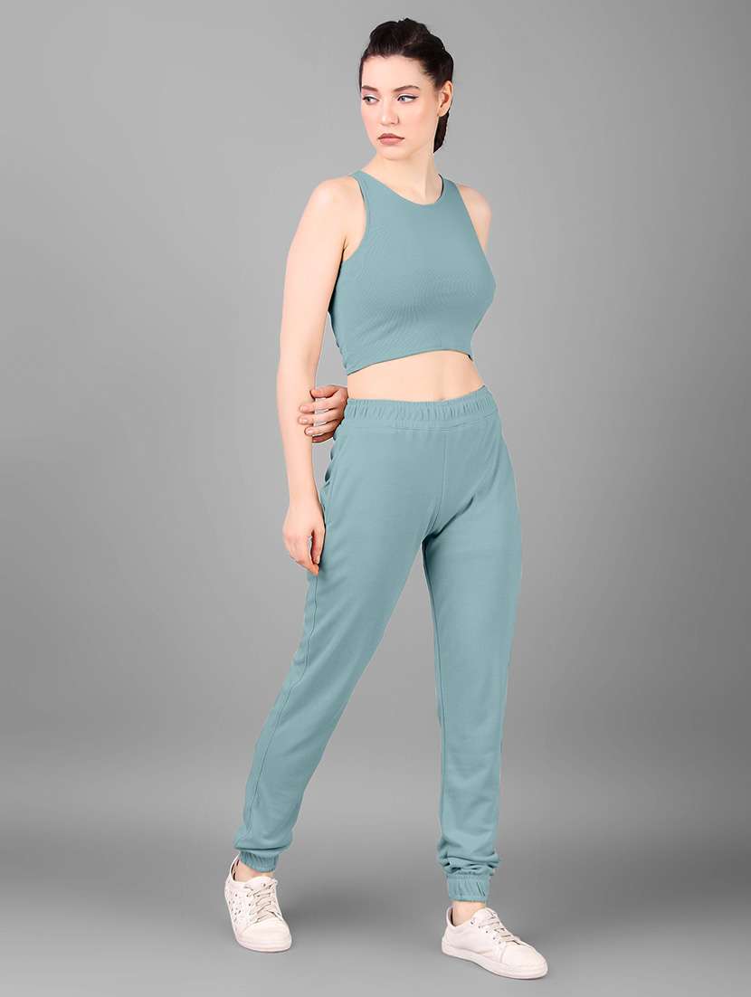 women blue solid top and trouser co-ord set - 21465540 -  Standard Image - 1