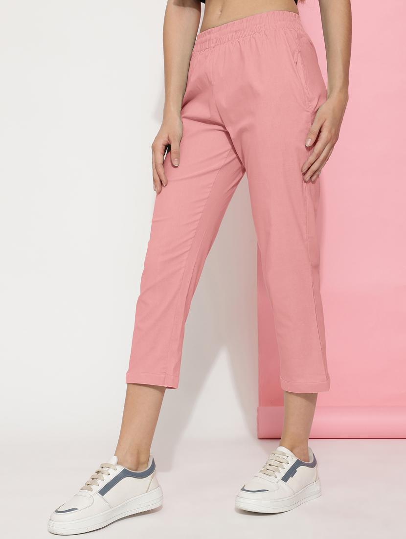 women solid mid rise calf legth trouser - 21466136 - Standard Image - 1