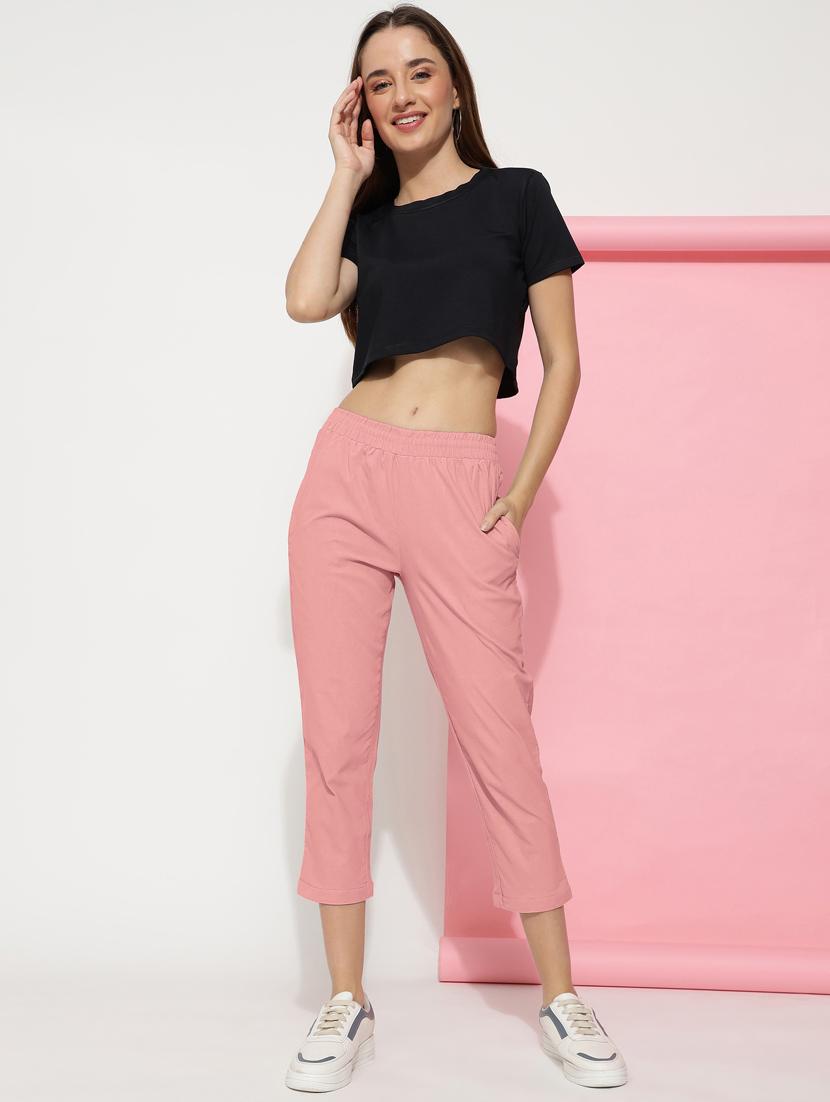 women solid mid rise calf legth trouser - 21466136 - Standard Image - 4