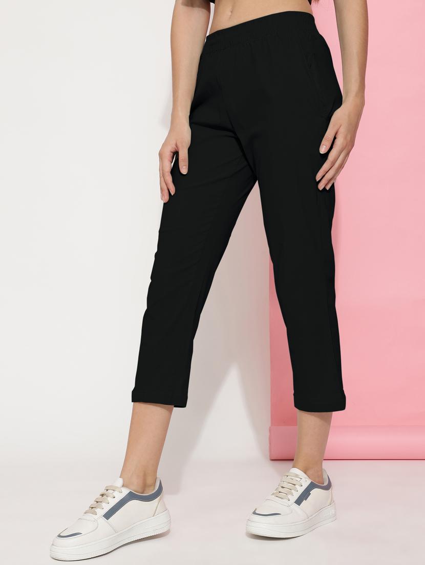 women solid mid rise calf legth trouser - 21466137 - Standard Image - 1
