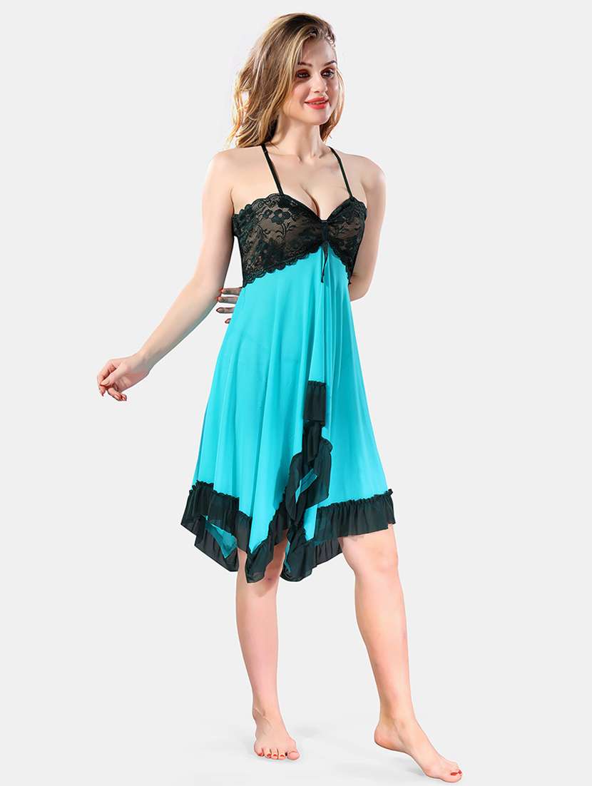 women lace detailed net babydoll - 21466200 -  Standard Image - 1