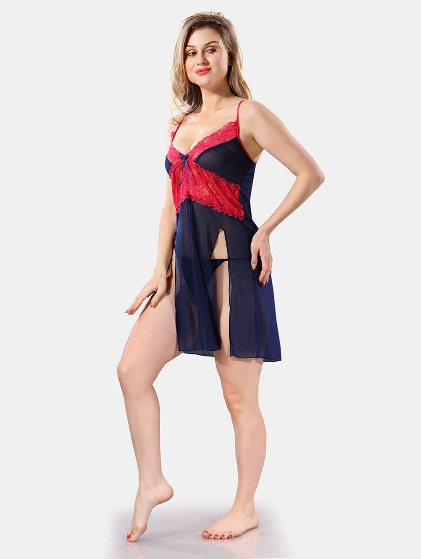 women lace detailed net babydoll - 21466209 -  Standard Image - 1