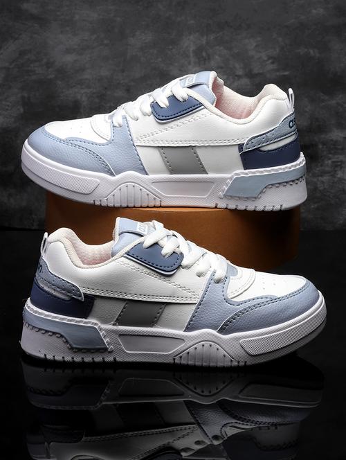blue color block lace-up sneaker - 21466436 -  Standard Image - 0