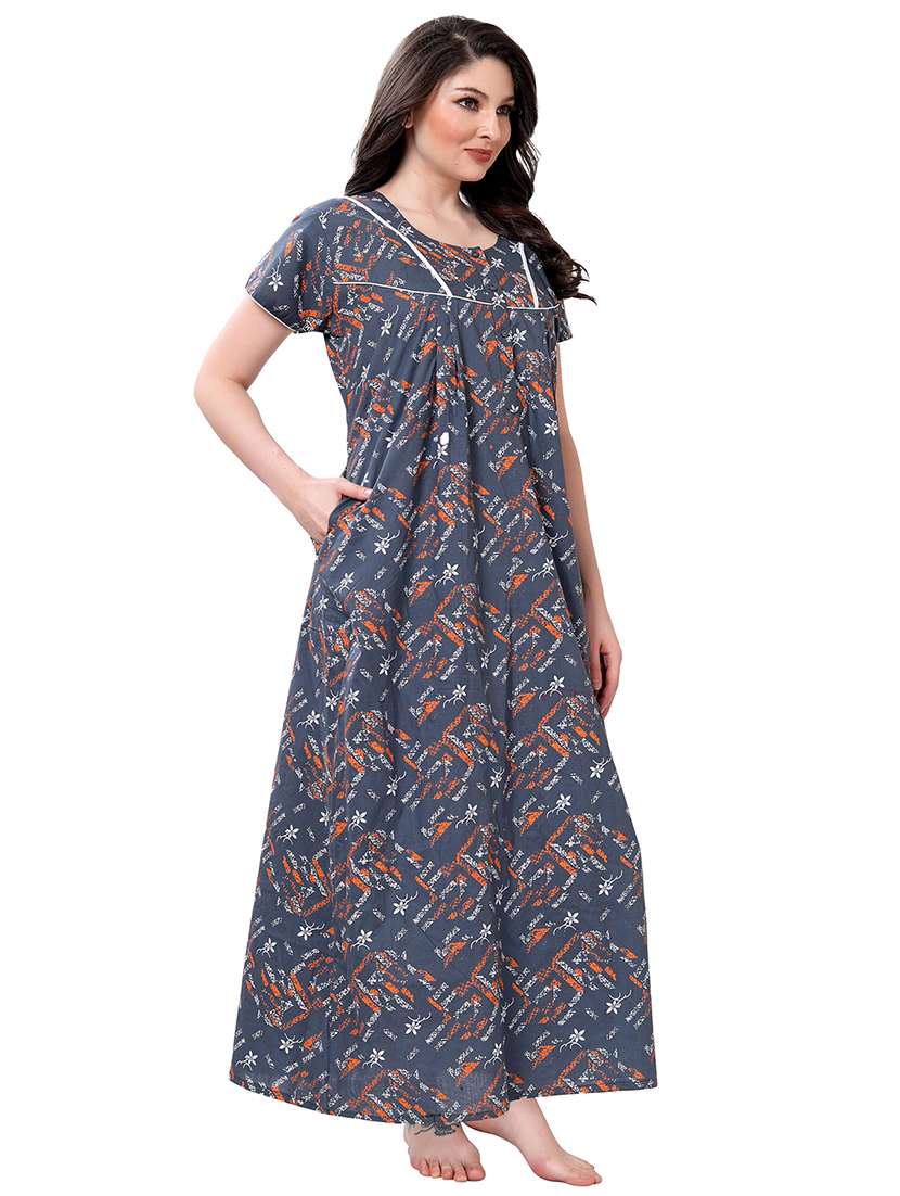 women round neck printed nighty - 21466475 -  Standard Image - 1