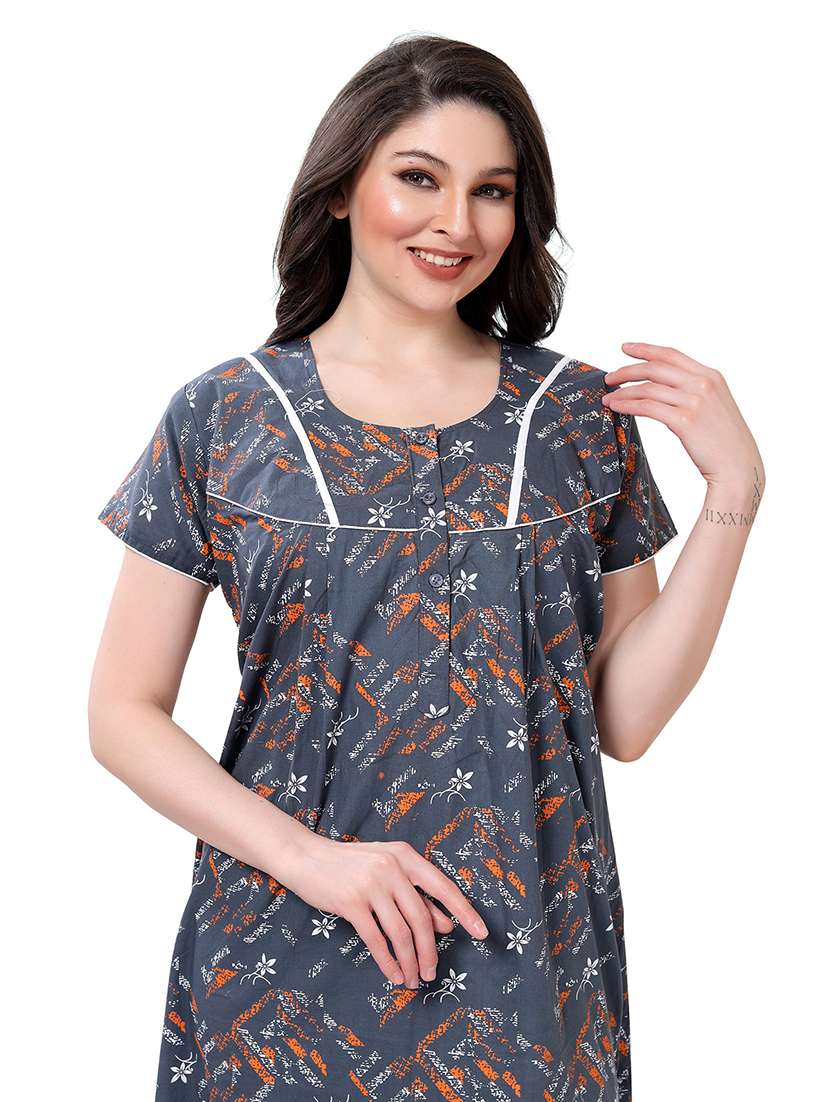 women round neck printed nighty - 21466475 -  Standard Image - 4