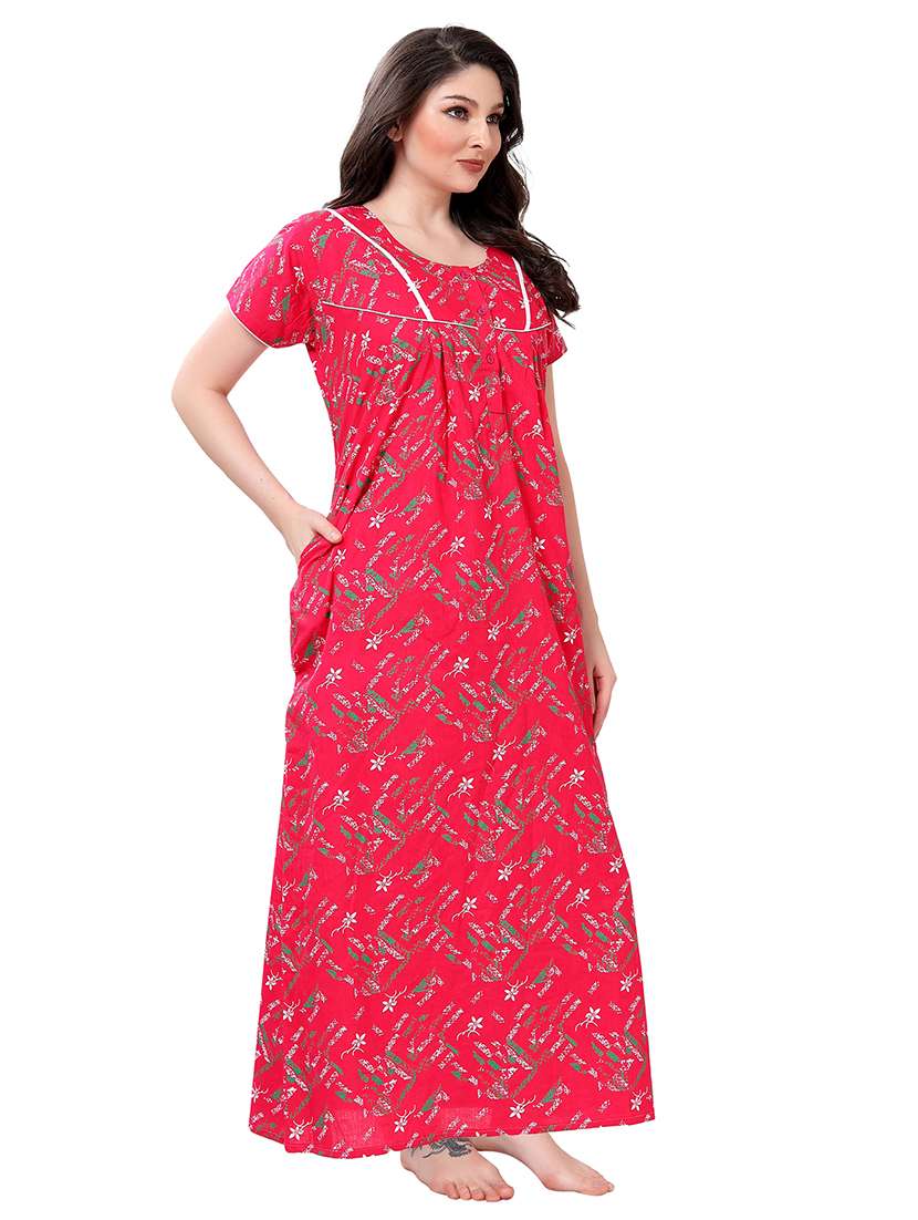 women round neck printed nighty - 21466477 -  Standard Image - 1